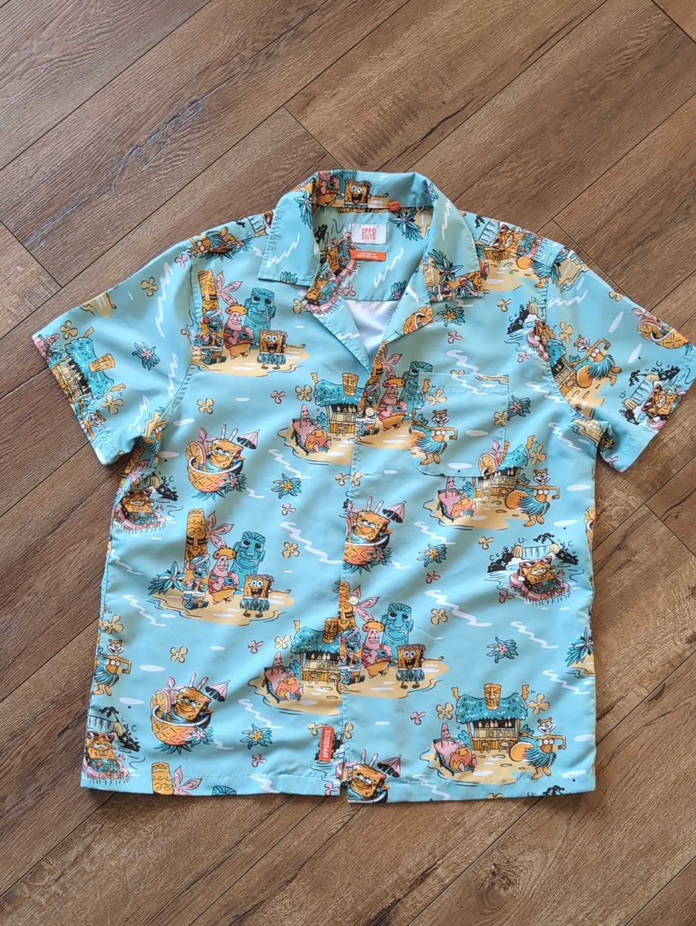 Oppo Suits - SpongeBob SquarePants Tropical Tiki Hawaiian Button Down Shirt - L